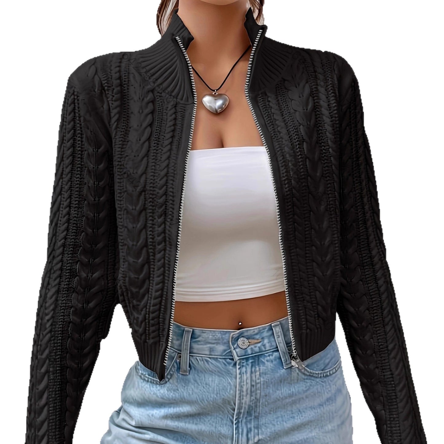 Innovative Women's Zipper Knitted Female Twist Women's Sweater