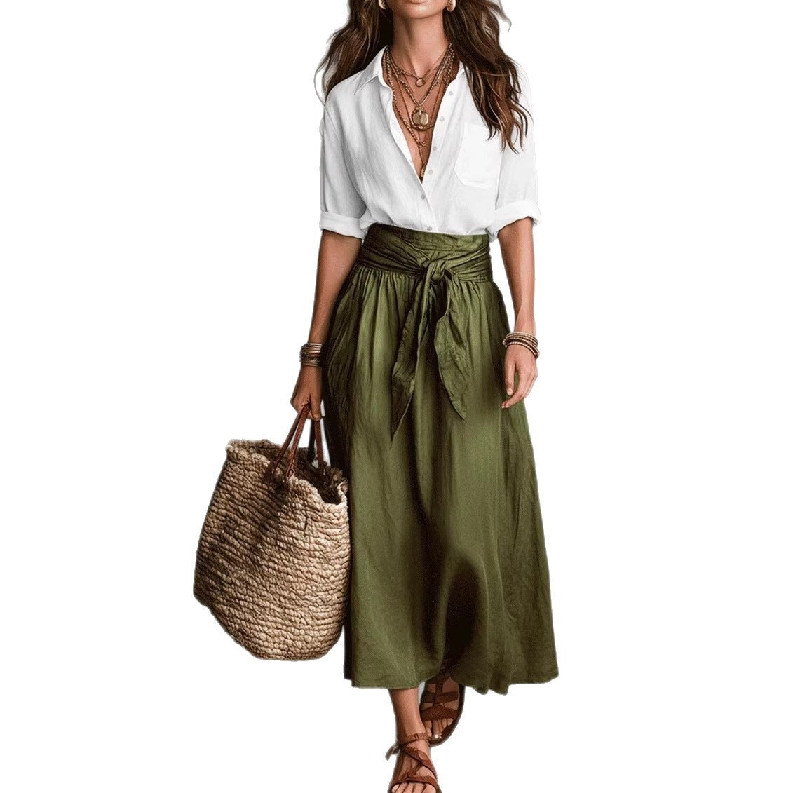 Women's Contrast Color Shirt Two-piece Set Fashion Casual Suit
