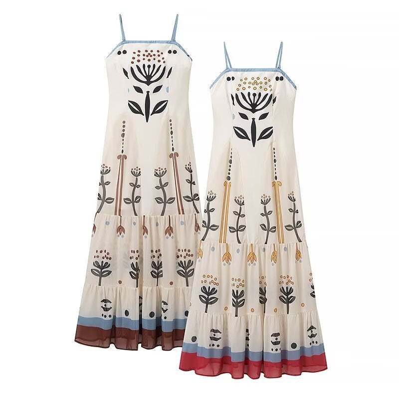 Fashion Sling Flower Embroidery Picture Tulle Dresses