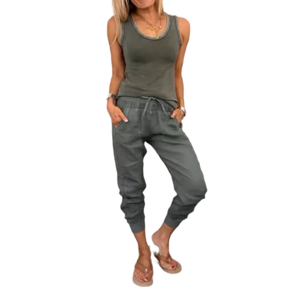 Pretty Versatile Classy Linen Drawstring Casual Suits