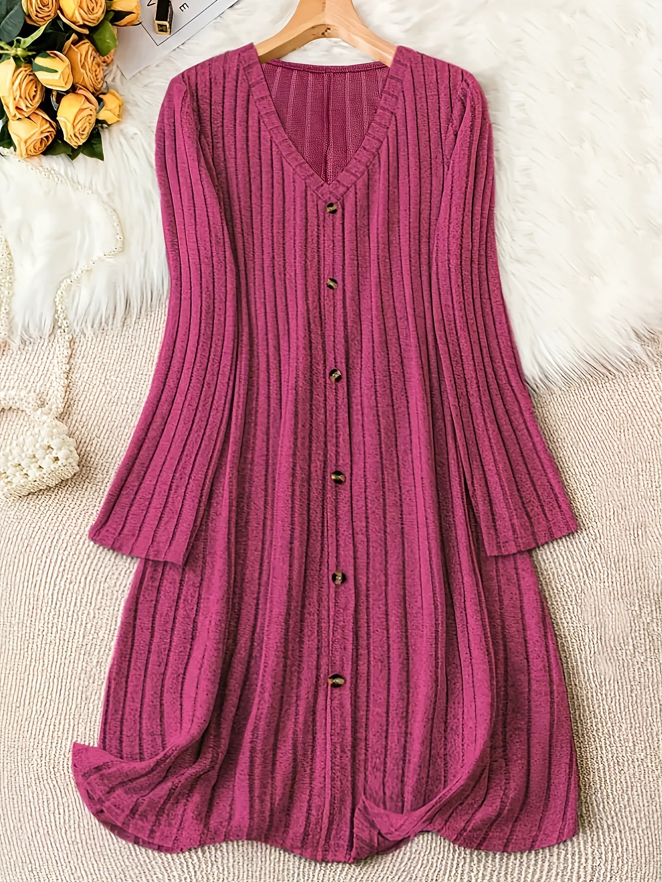 Elegant Inner Match Knitted Style Sunken Dress