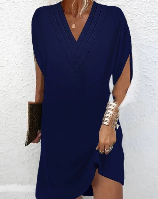 Unique Versatile Women's Pleated Batwing Sleeve Dress