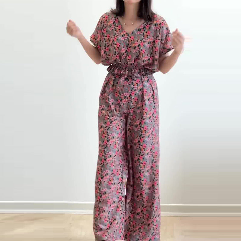 Women's Summer Casual Floral Slimming Two-piece Suits