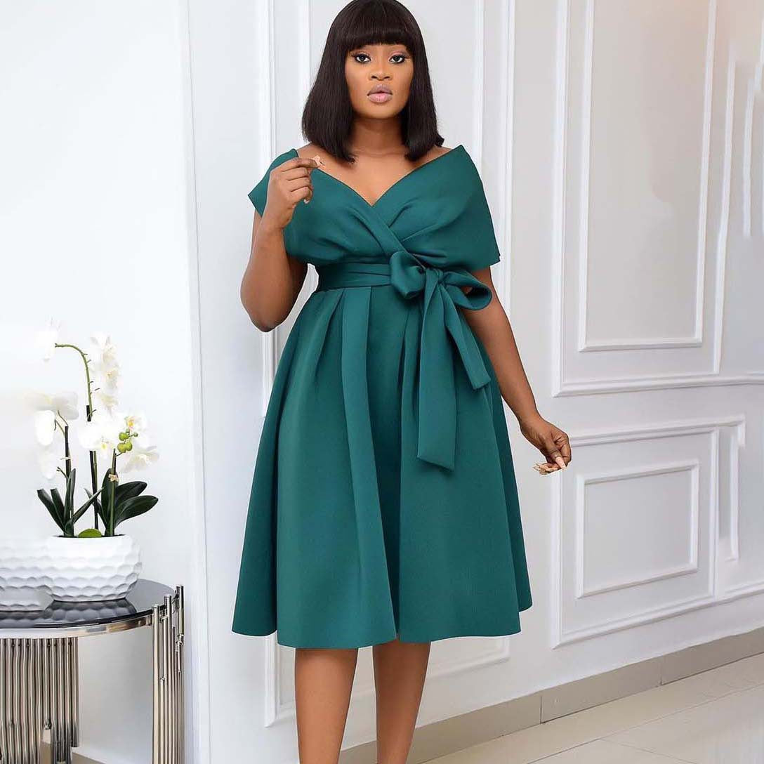 Stylish Women's Temperament Commute Fashion Tie Dress