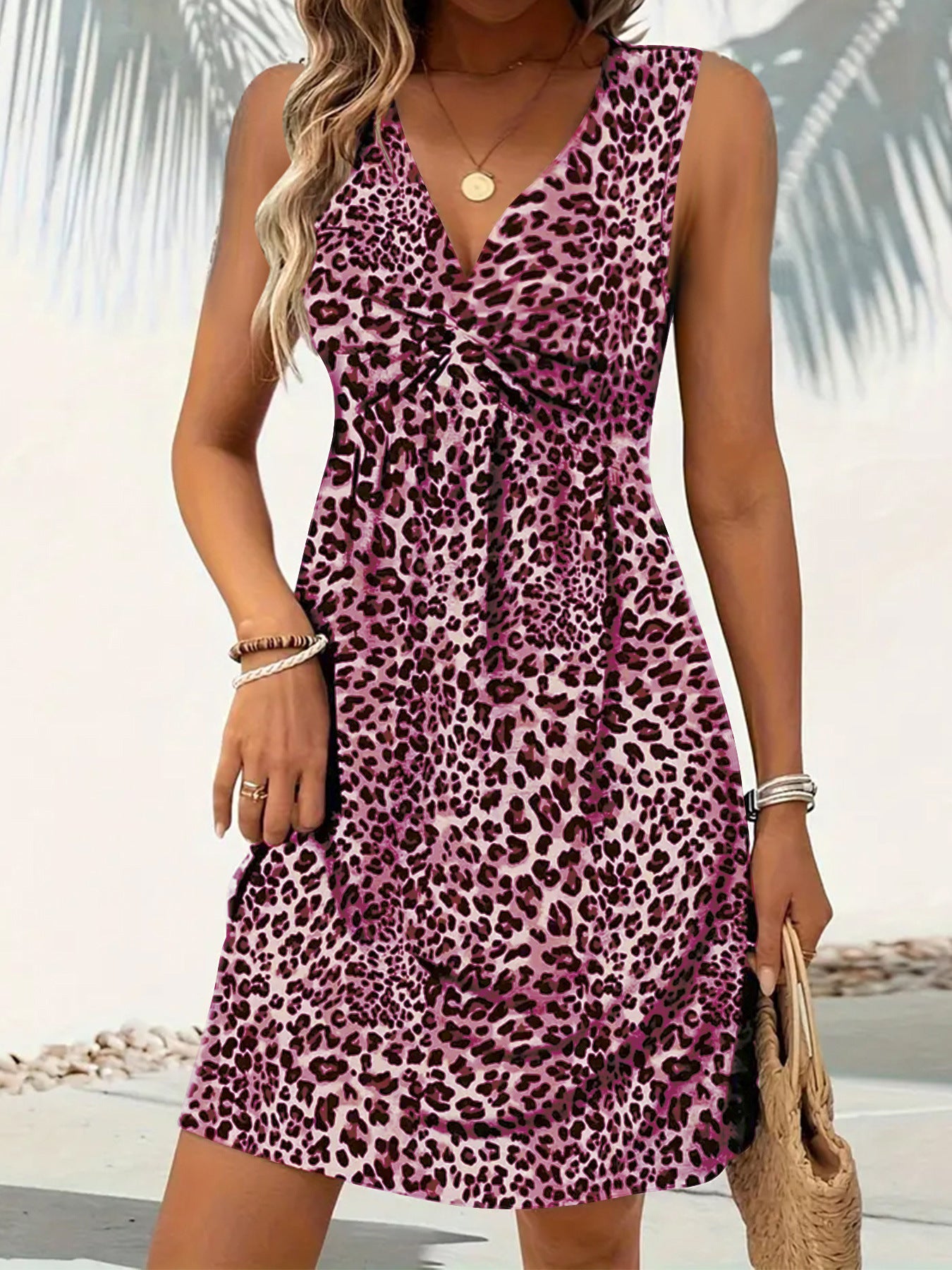 Durable Women's Kinked Leopard Printed Wear Dress