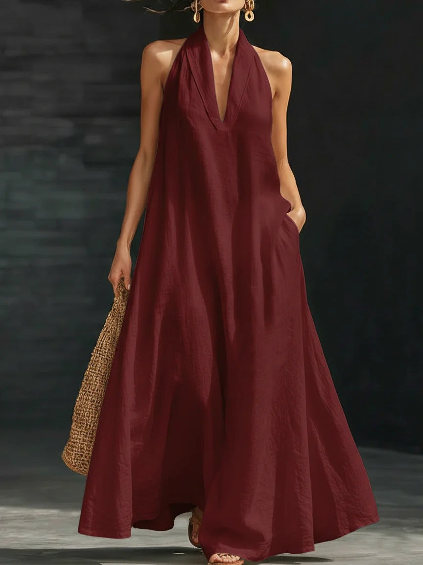 Attractive Women's Summer Casual Solid Color Dress