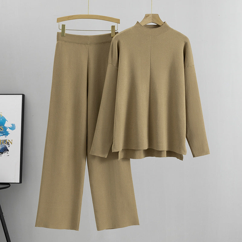 Women's Loose Irregular Knitted Wide Leg Two-piece Fashion Casual Suit