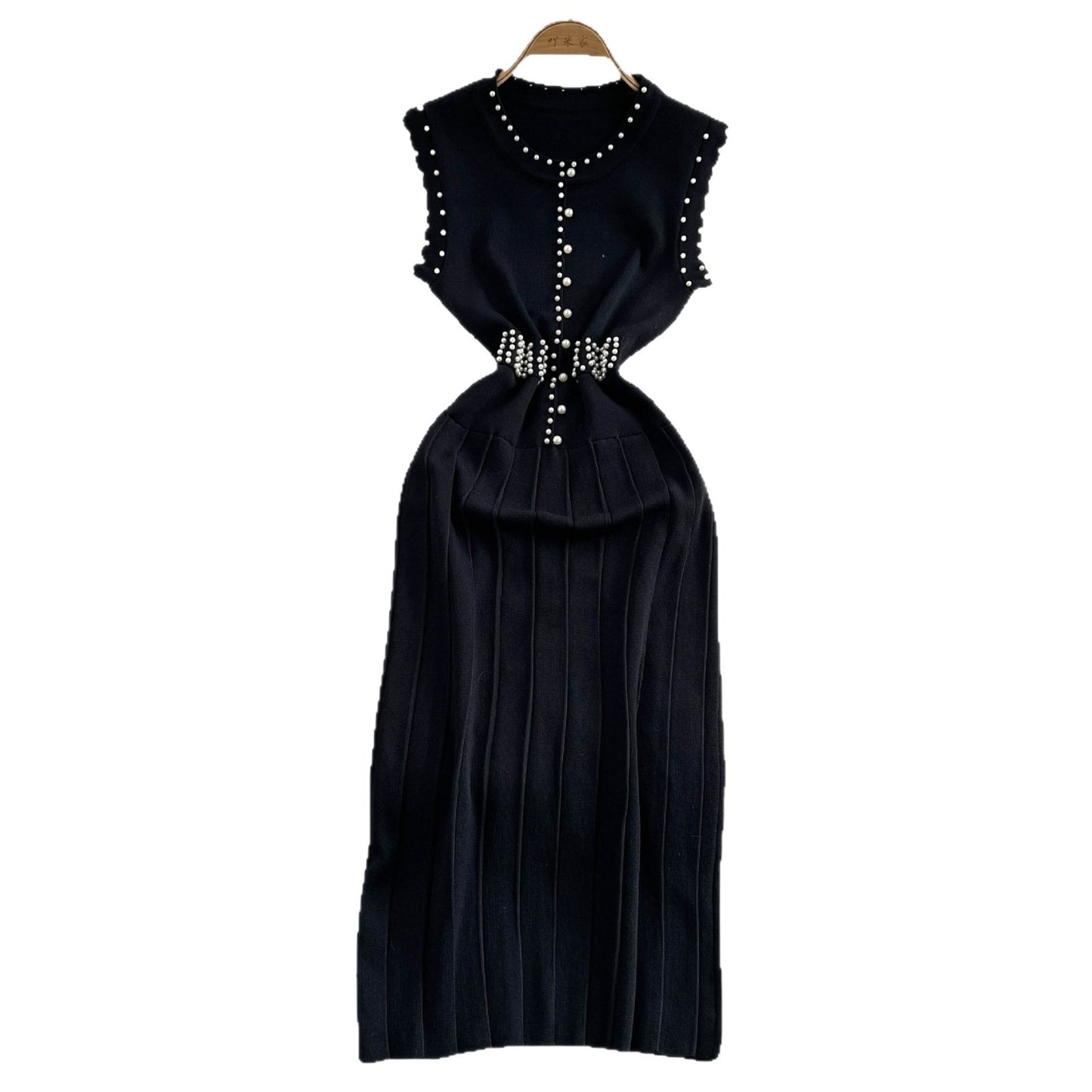 Women's Light Luxury High-grade Beaded Sleeveless Round Dress