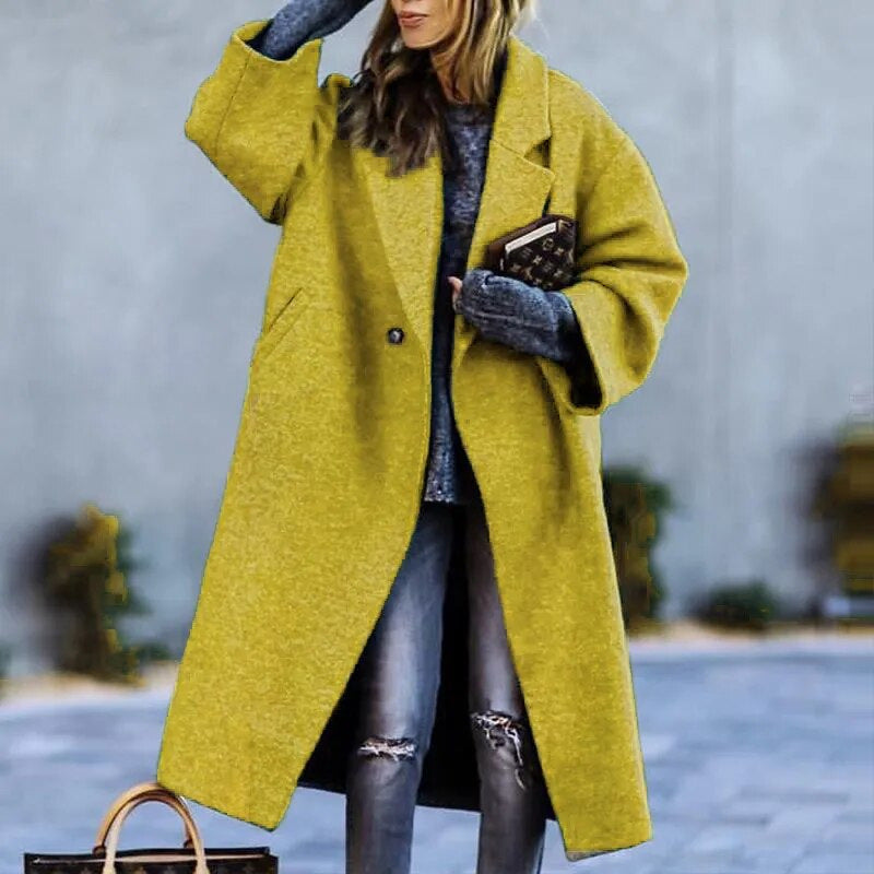Women's Casual Long Pure Color Warm Keeping Coats