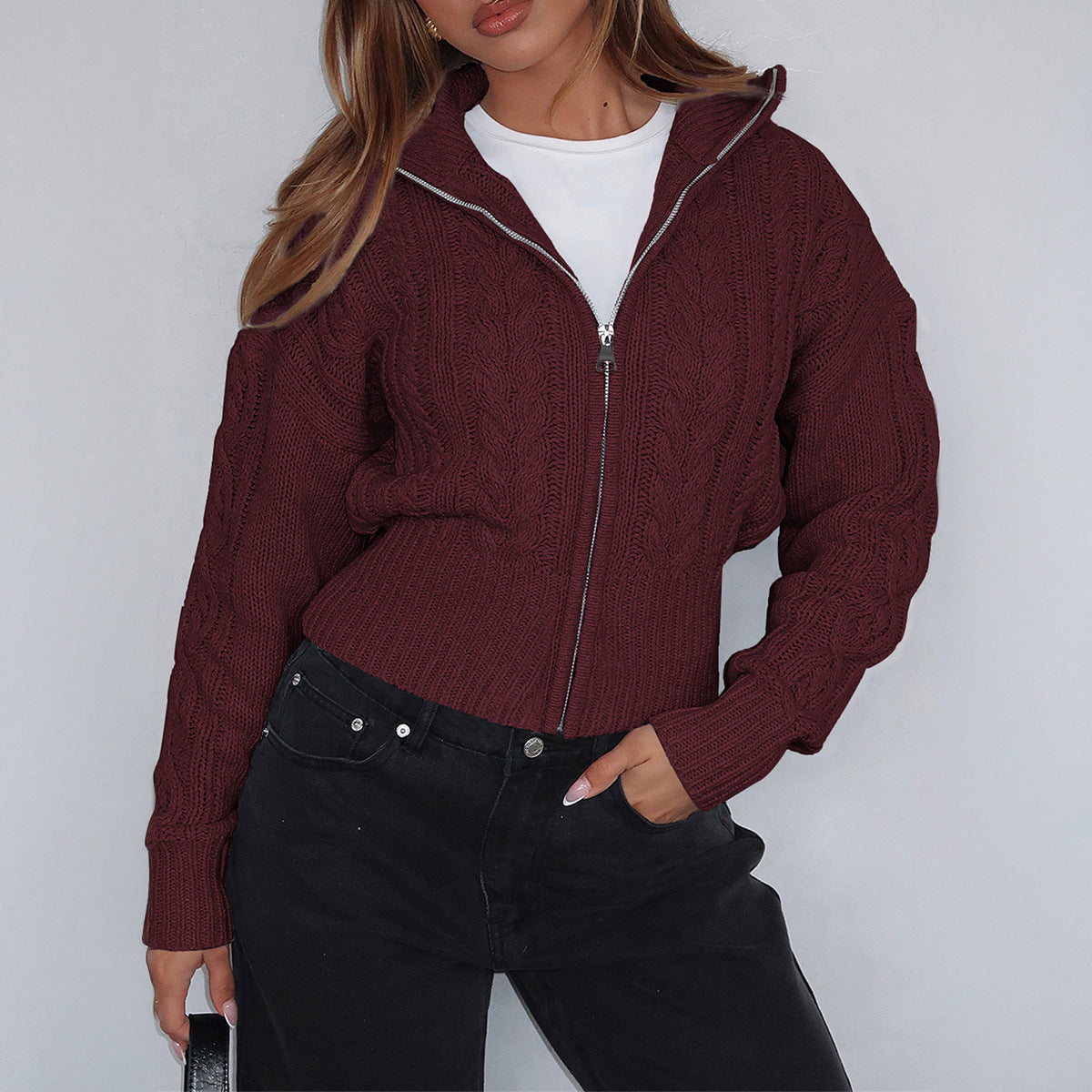 Women's Simple Fashion Long Sleeve Solid Color Women's Sweater
