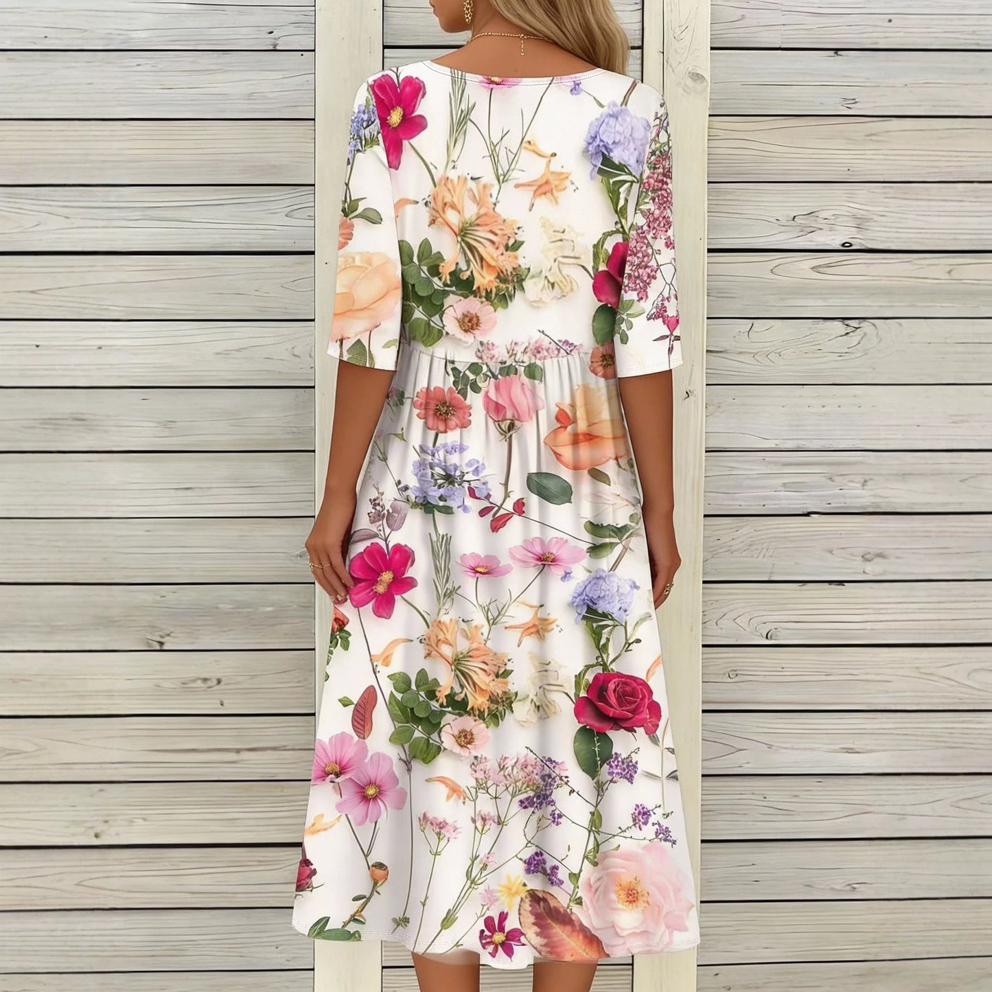 Women's Vintage Floral Large Loose Waist Long Clothing