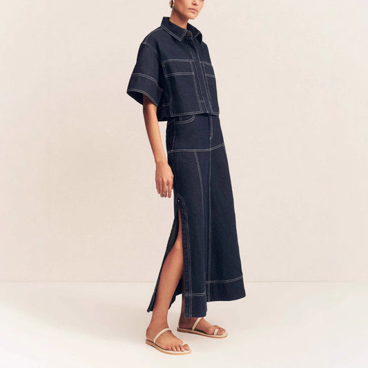 Women's Summer Casual Pocket Sleeve Shirt Split Suits