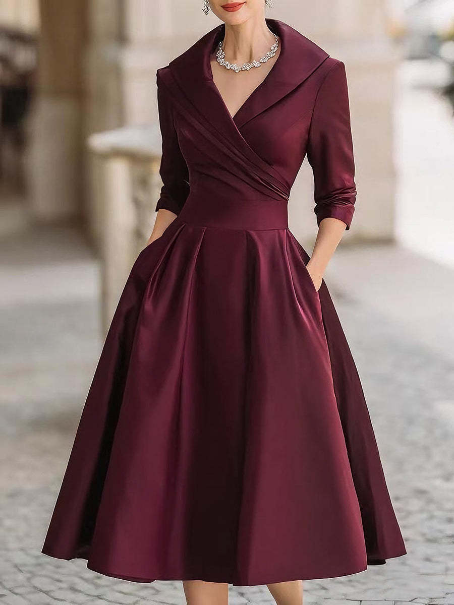 Women's Graceful Satin Waist Slimming Elegant Long Dress