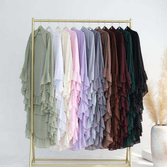 Ruffled Big Swing Headscarf Solid Color Dresses