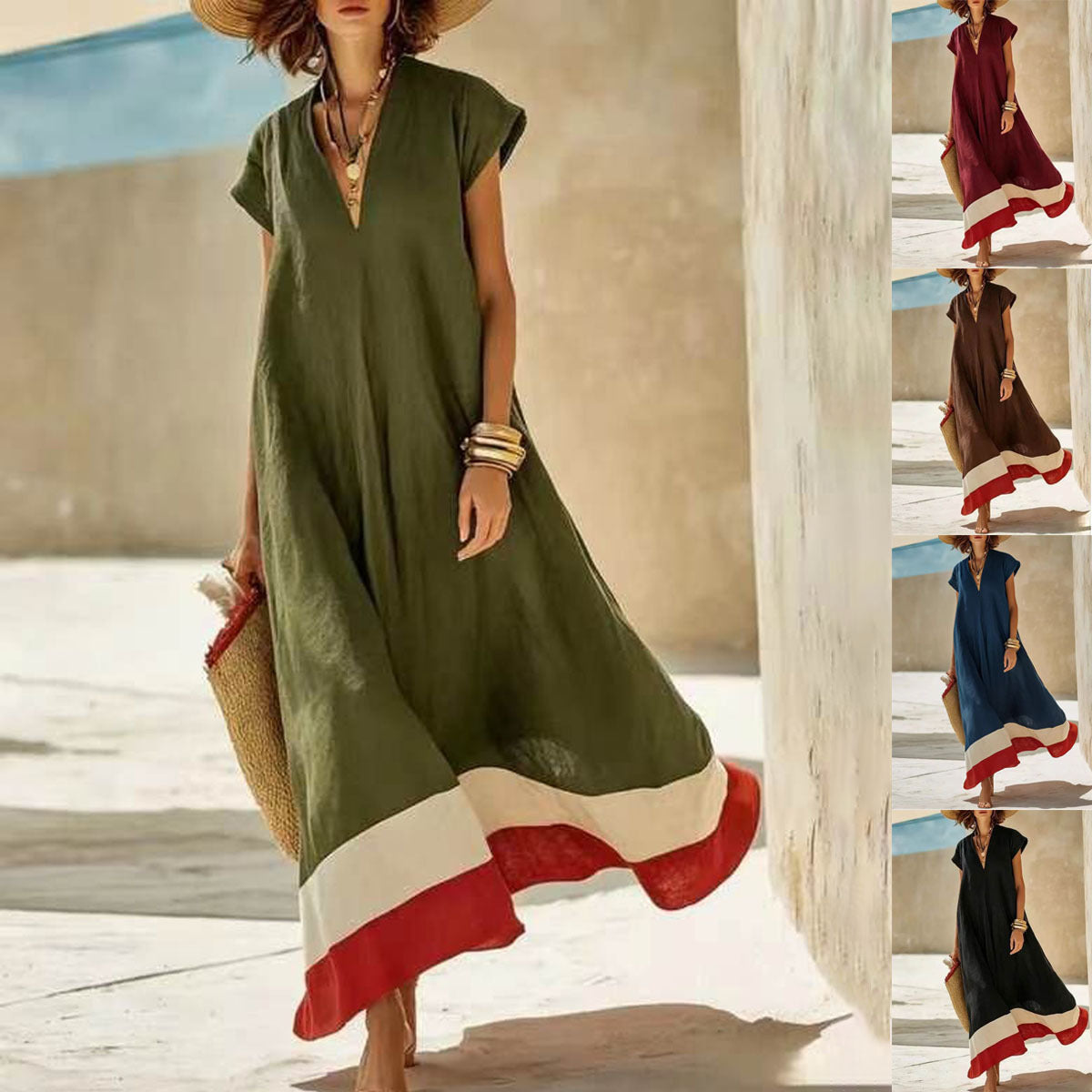 Elegant Comfort Casual Vacation Style Cotton Dress