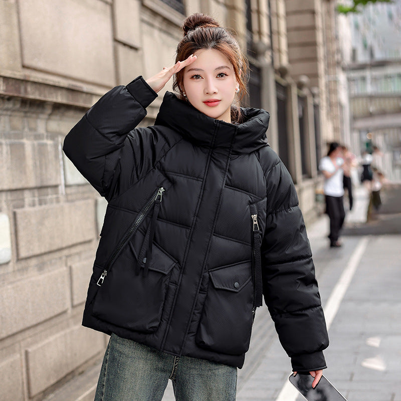 Women's Winter Korean Style Cotton Clothes Hooded Thickened Thermal Fashion Coats