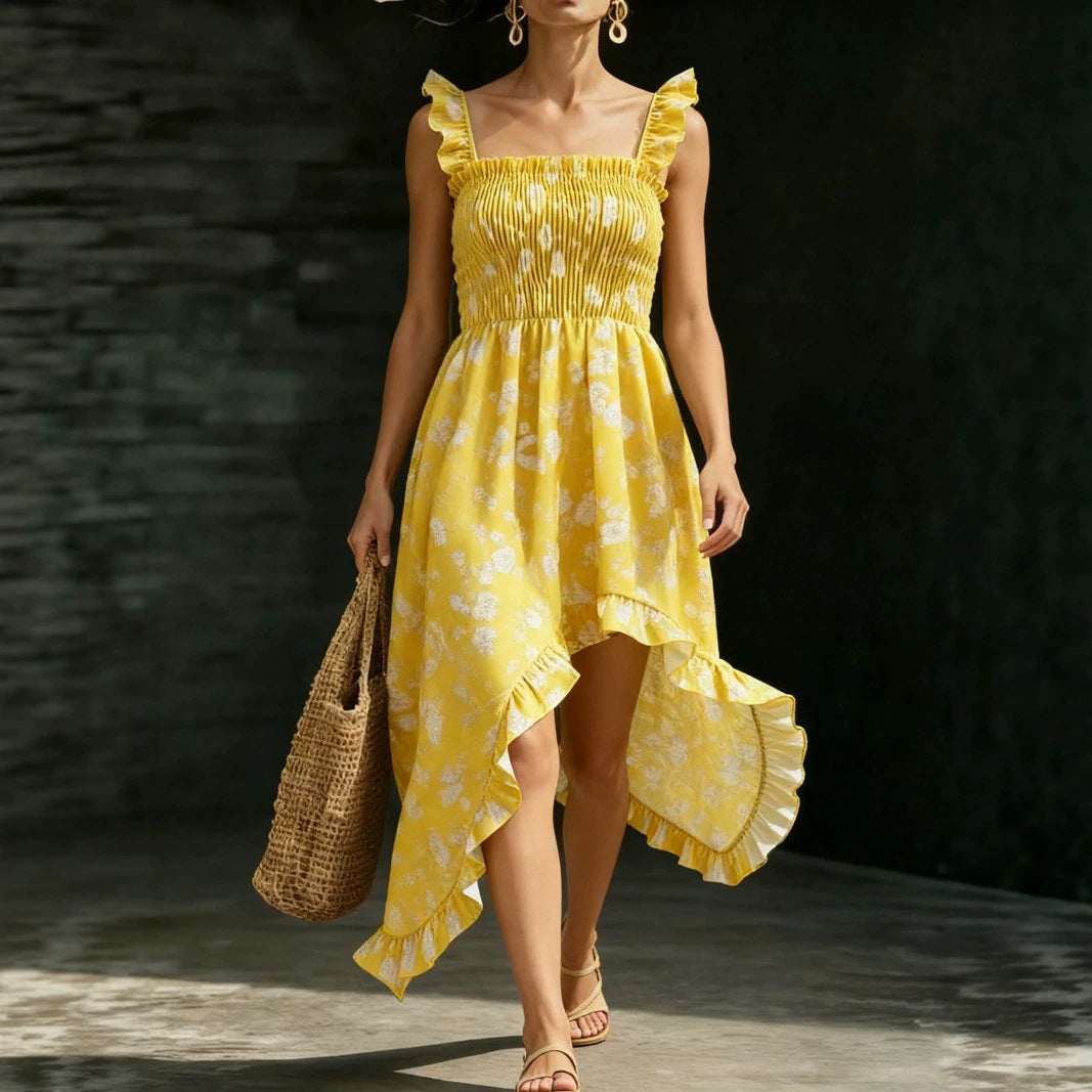 Attractive Women's Sleeveless Printed Sexy Floral Dress