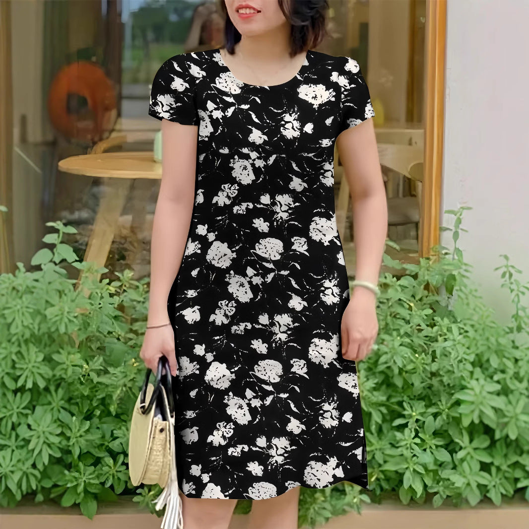 Women's Floral Summer High-grade Short-sleeved Split Dress