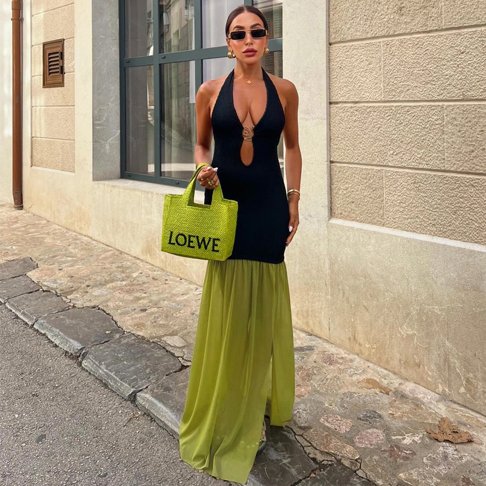 Women's Autumn Backless Sleeveless Cutout Dress Dresses