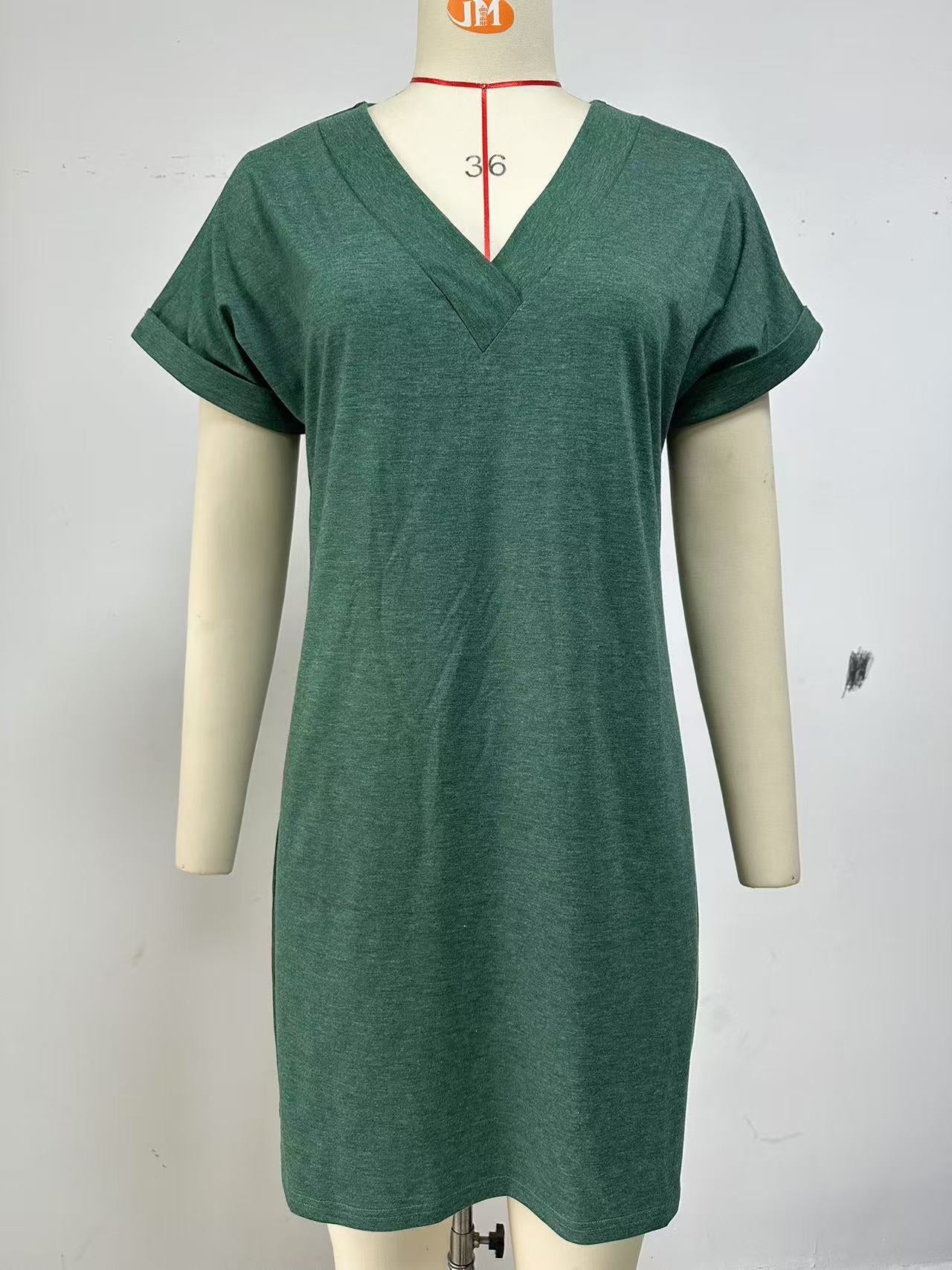 Creative Solid Color Loose Sleeve Casual Dress