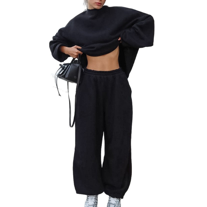 Women's Style Loose Ankle Banded Solid Color Suits