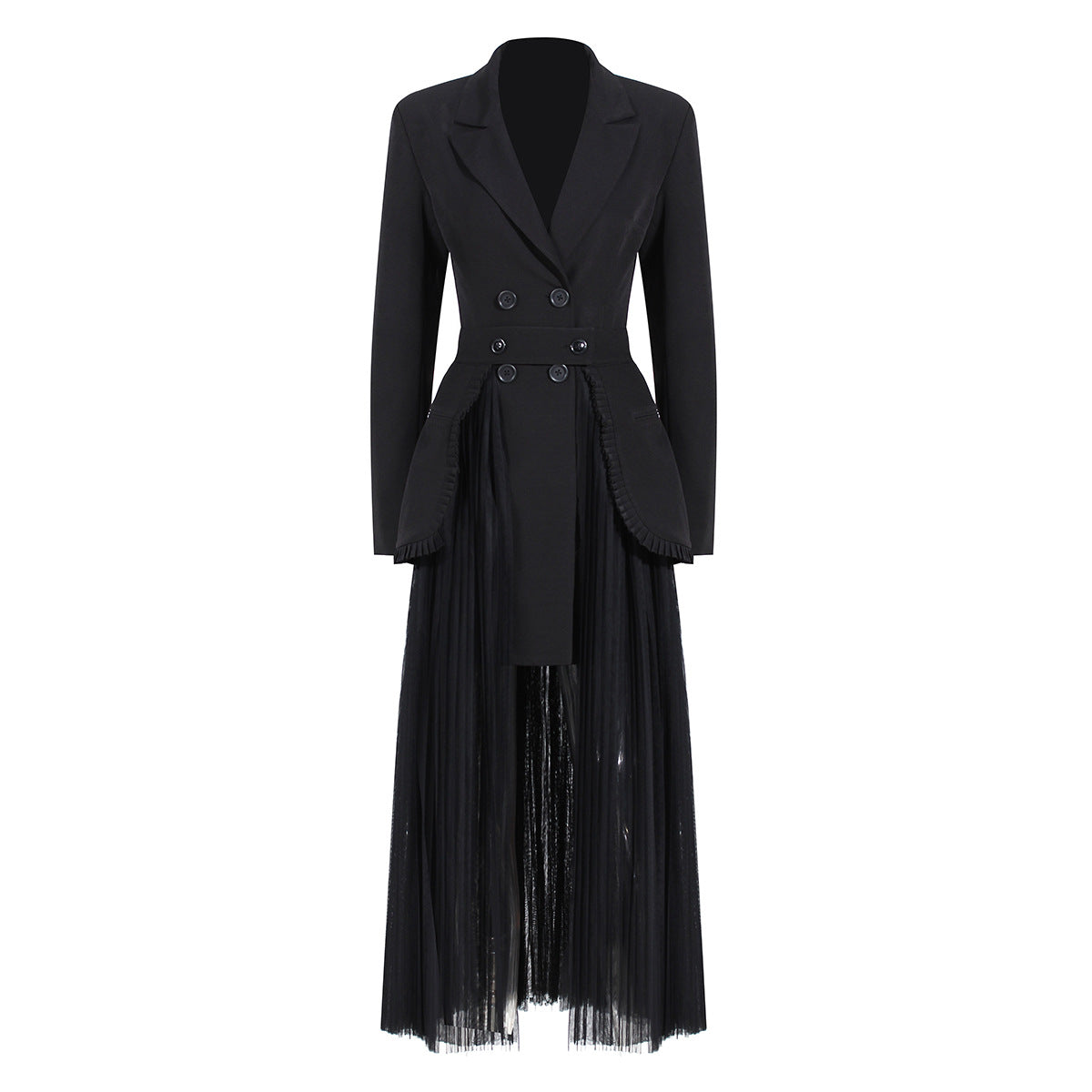 Women's Dark Style Two-piece Elegant Long Mesh Suits