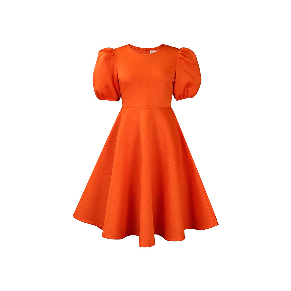 Women's Summer Round Neck Fashion Graceful Puff Sleeve Dresses