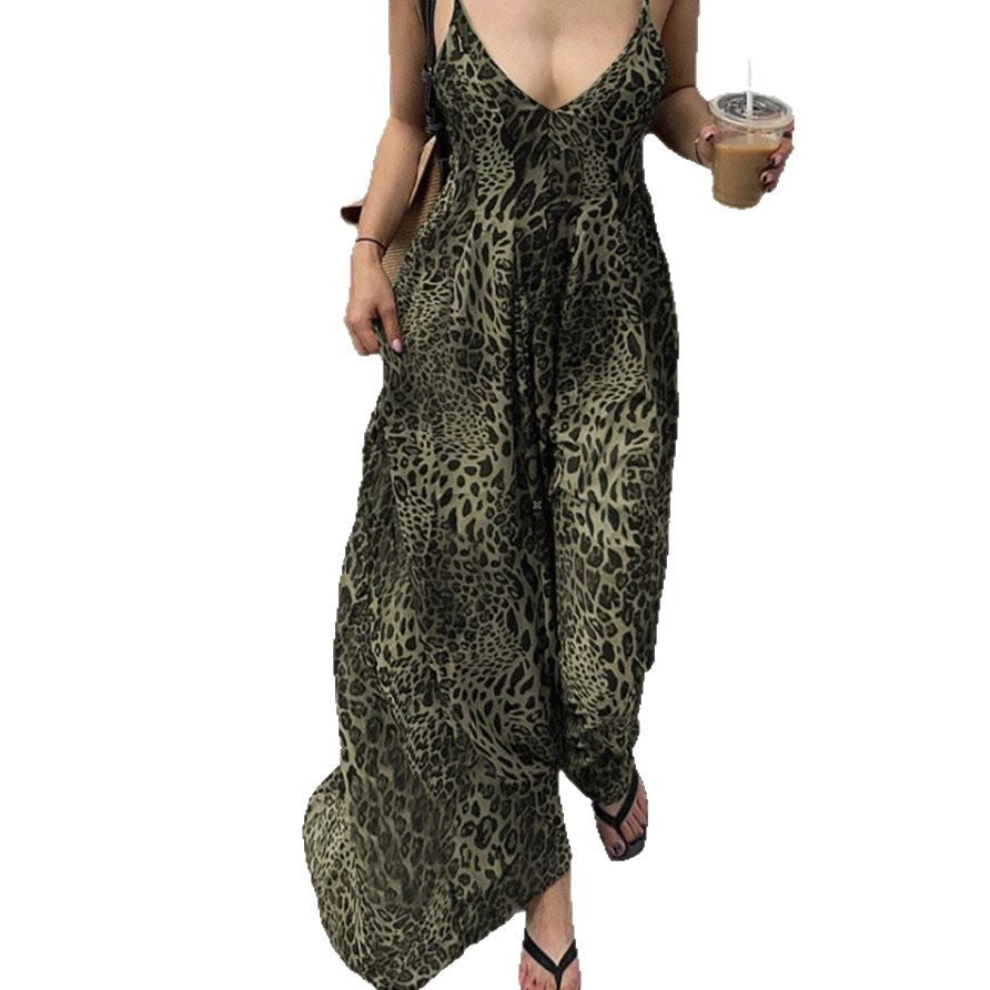 Women's Print Suspender Summer Sexy Backless Vacation Dress