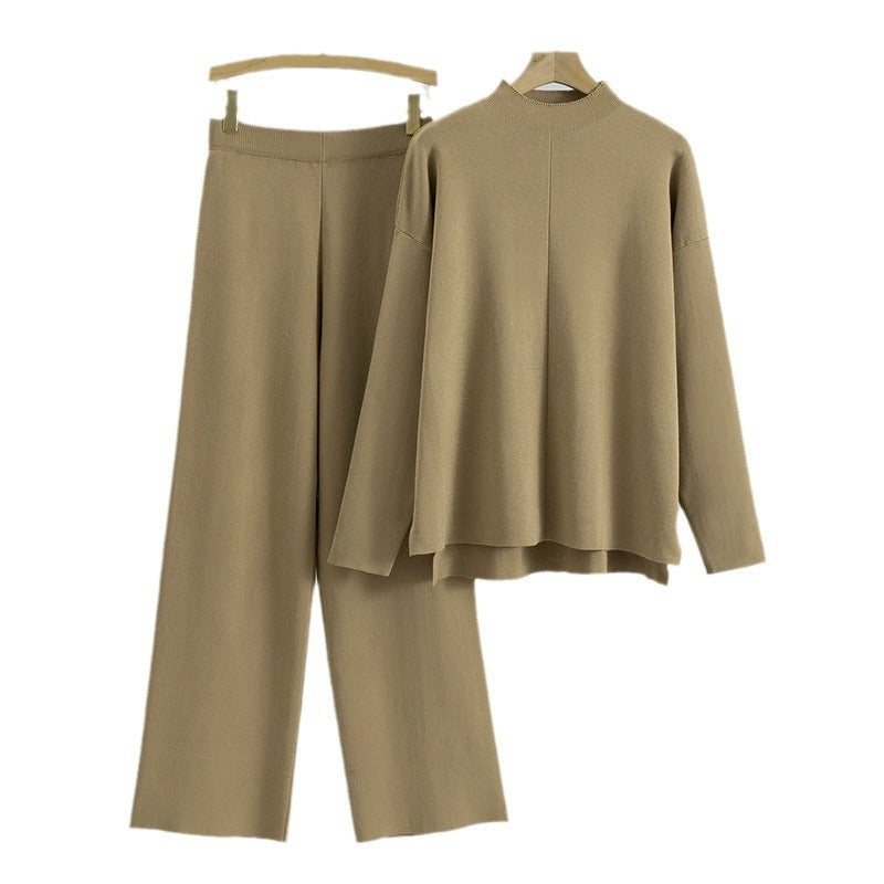 Women's Loose Irregular Knitted Wide Leg Two-piece Fashion Casual Suit