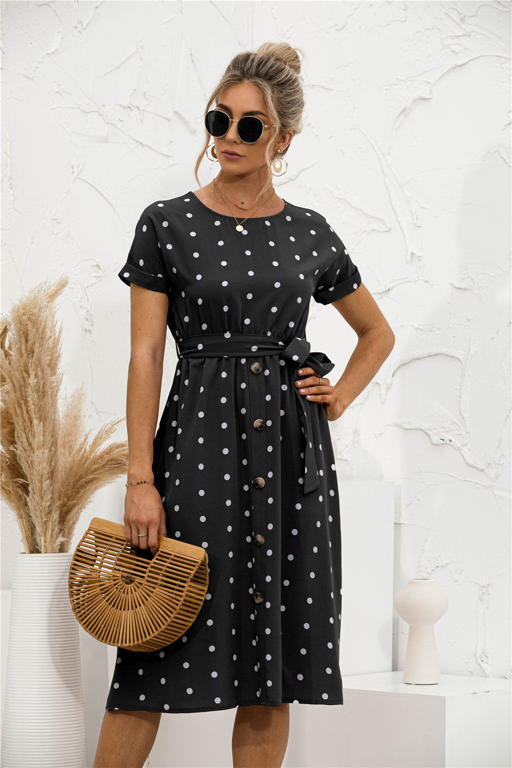 Trendy Summer Popular Polka Dot Breasted Dress