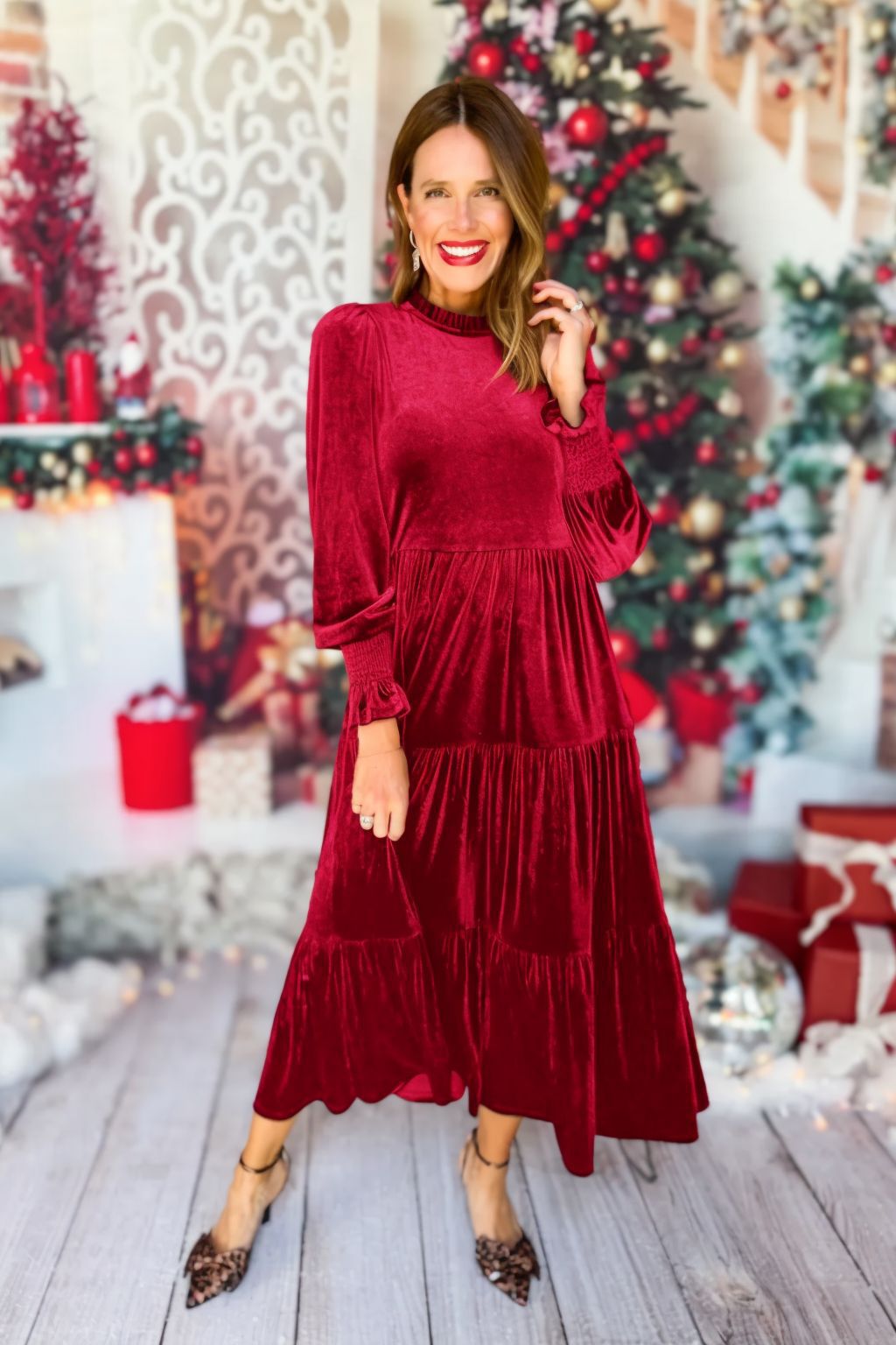 Glamorous Long Veet Loose Ruffled Large Dress