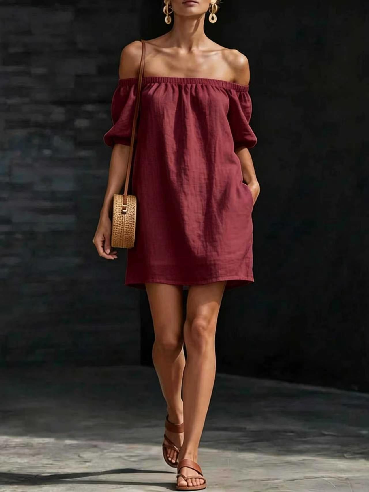 Women's Summer Cotton Linen Fashion Loose Temperament Solid Dress