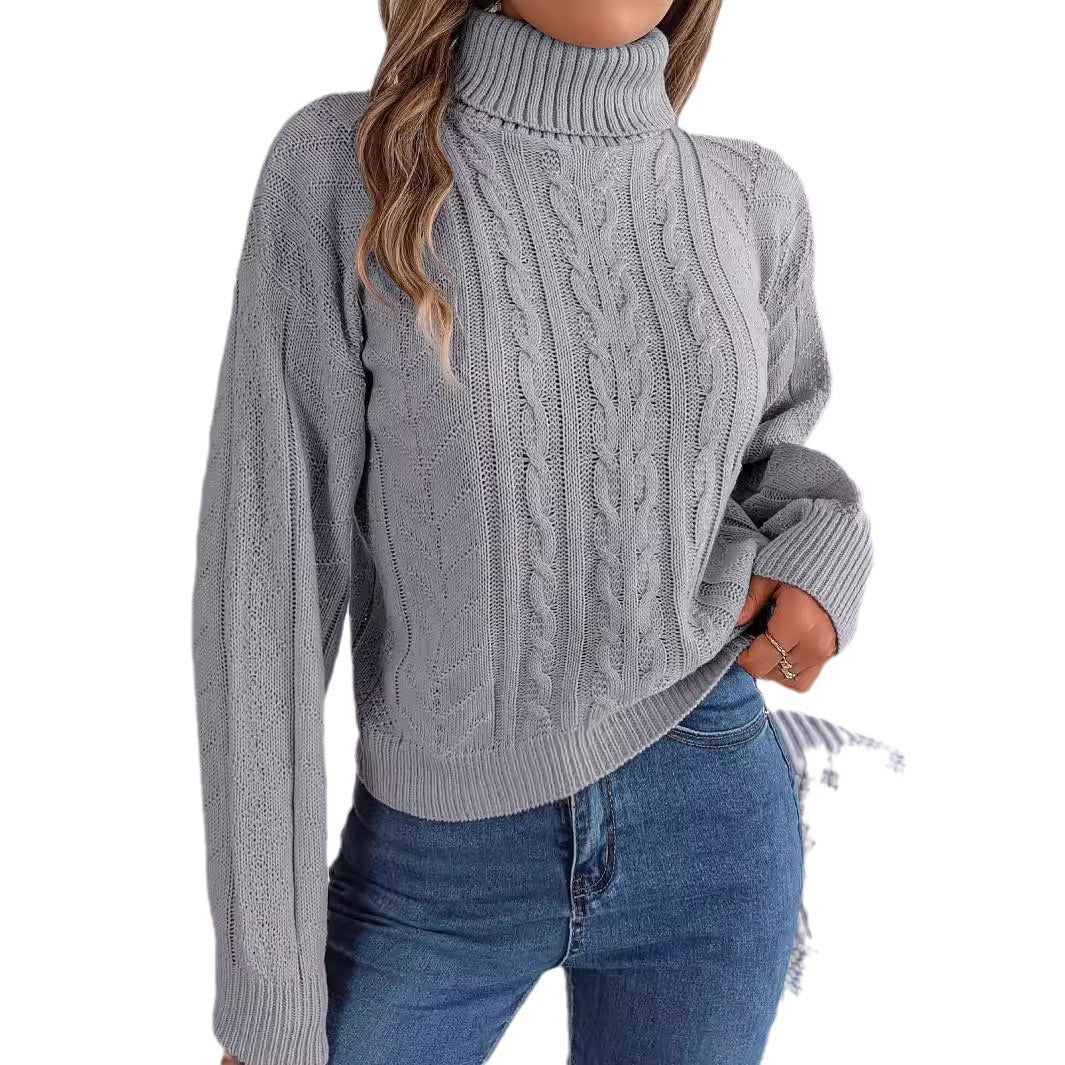 Women's Casual Turtleneck Twist Long Sleeve Knitted Clothing