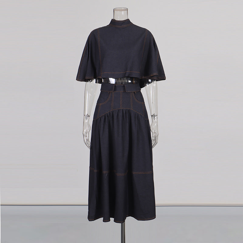 Women's Fashion Casual Set Cape Stand Collar High Suits