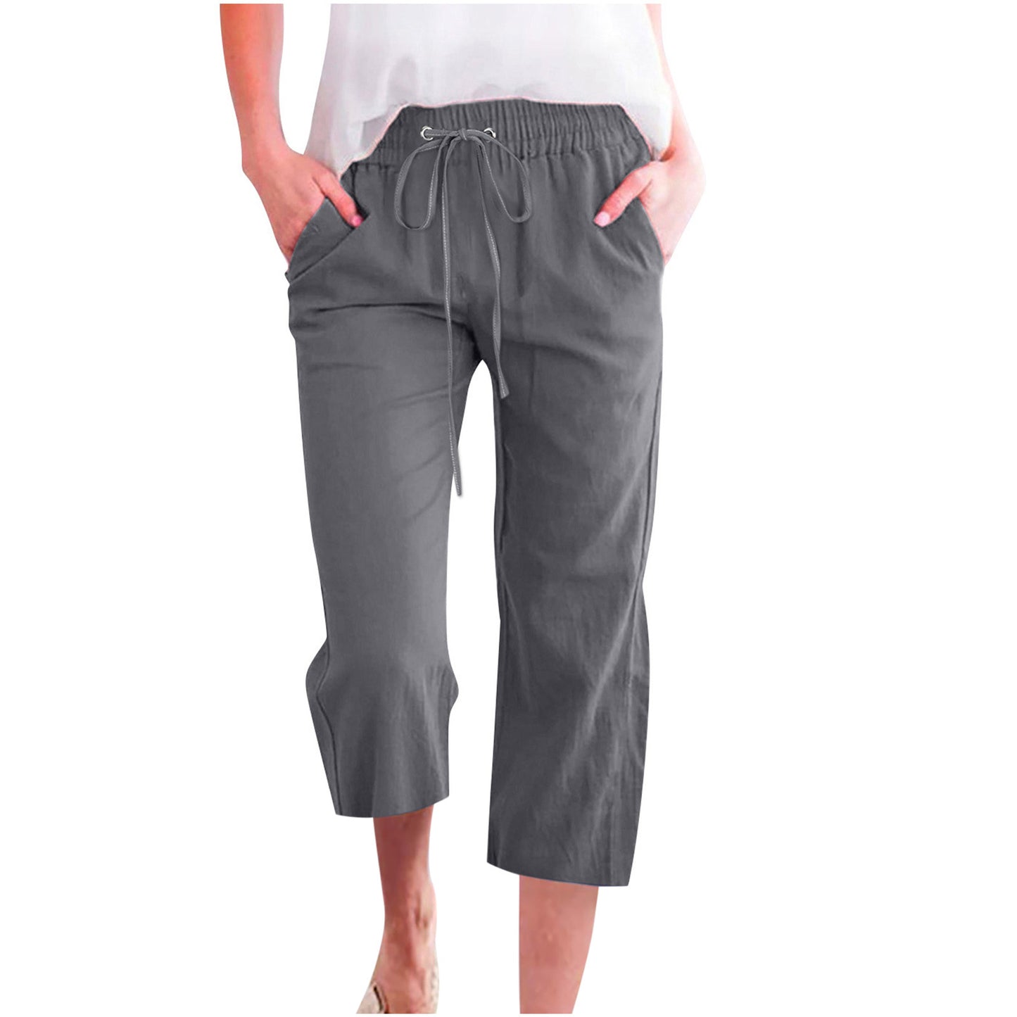 Women's Cotton Linen Casual Loose Straight Pocket Pants