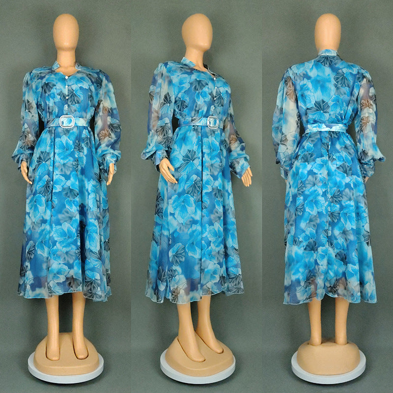 Women's Large Printed Long Dress Independent Fashion Dresses