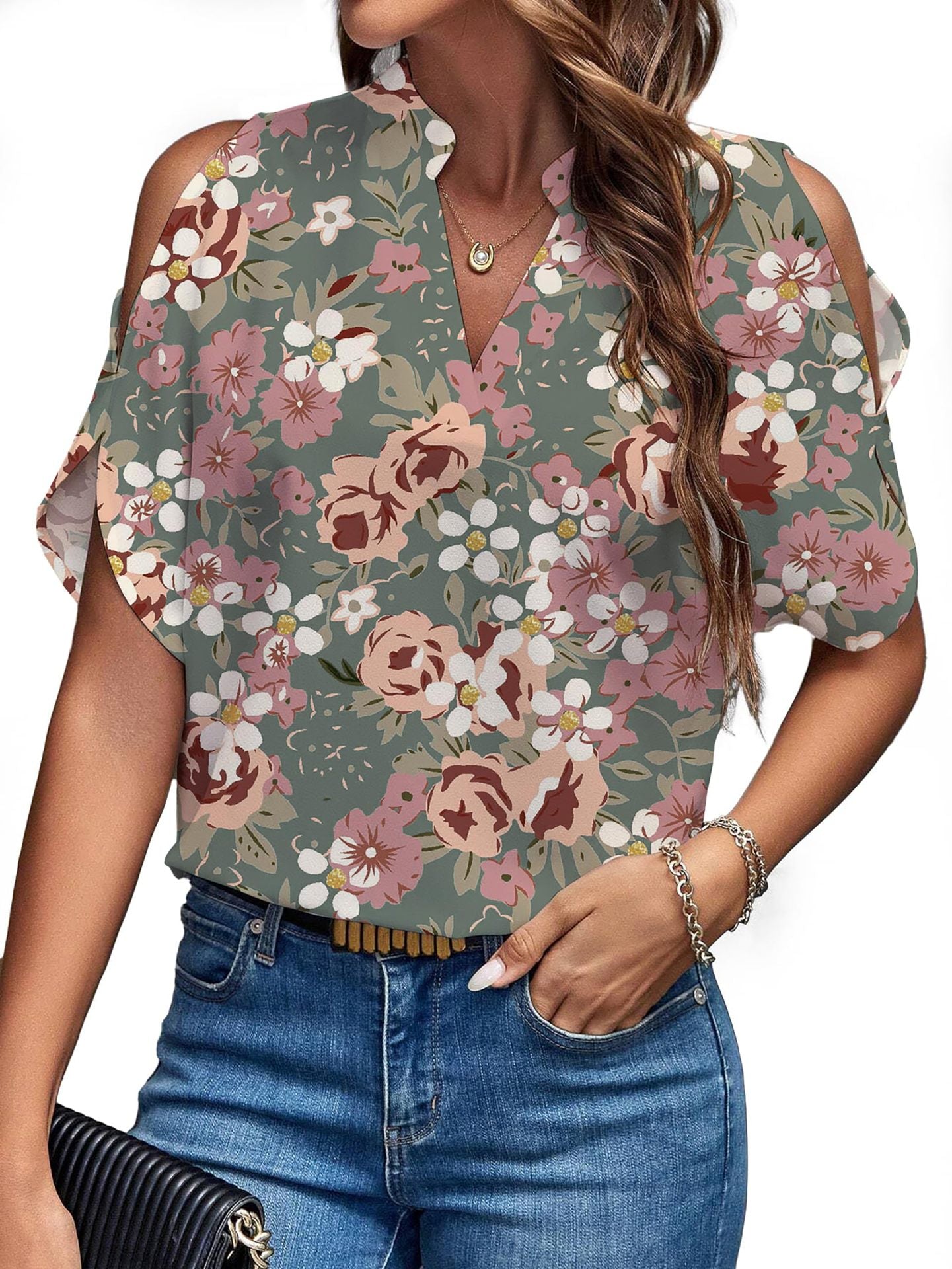 Women's Summer Solid Color Graceful Fashionable Sleeves Tops