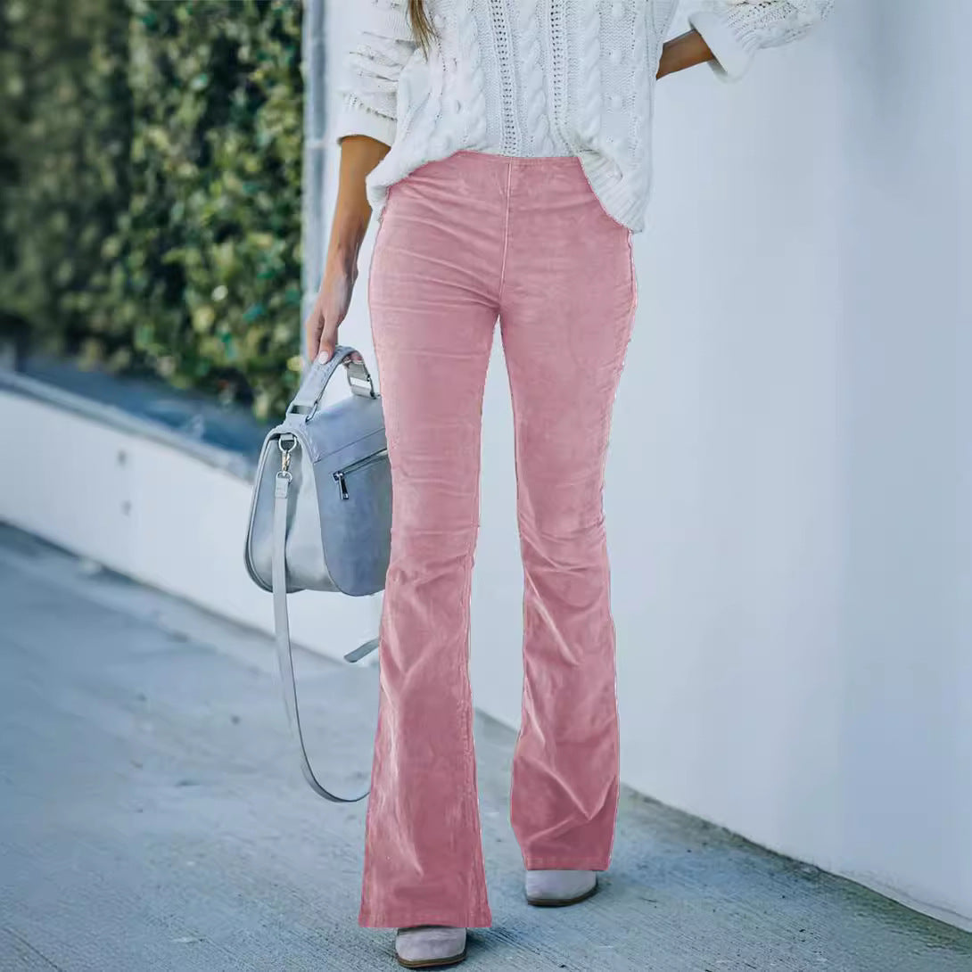 Women's Color High Waist Micro Flared Corduroy Pants