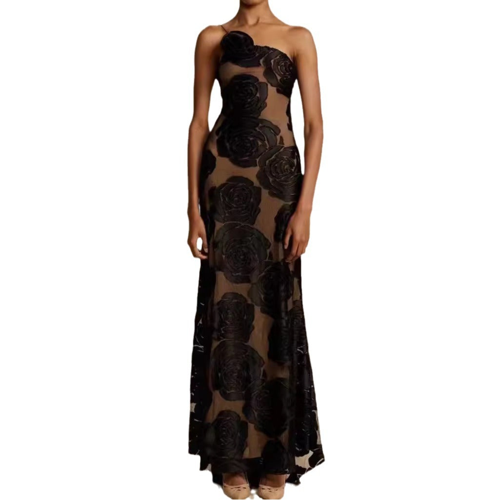 Women's Black Slip Dress Sexy Backless Long Dresses