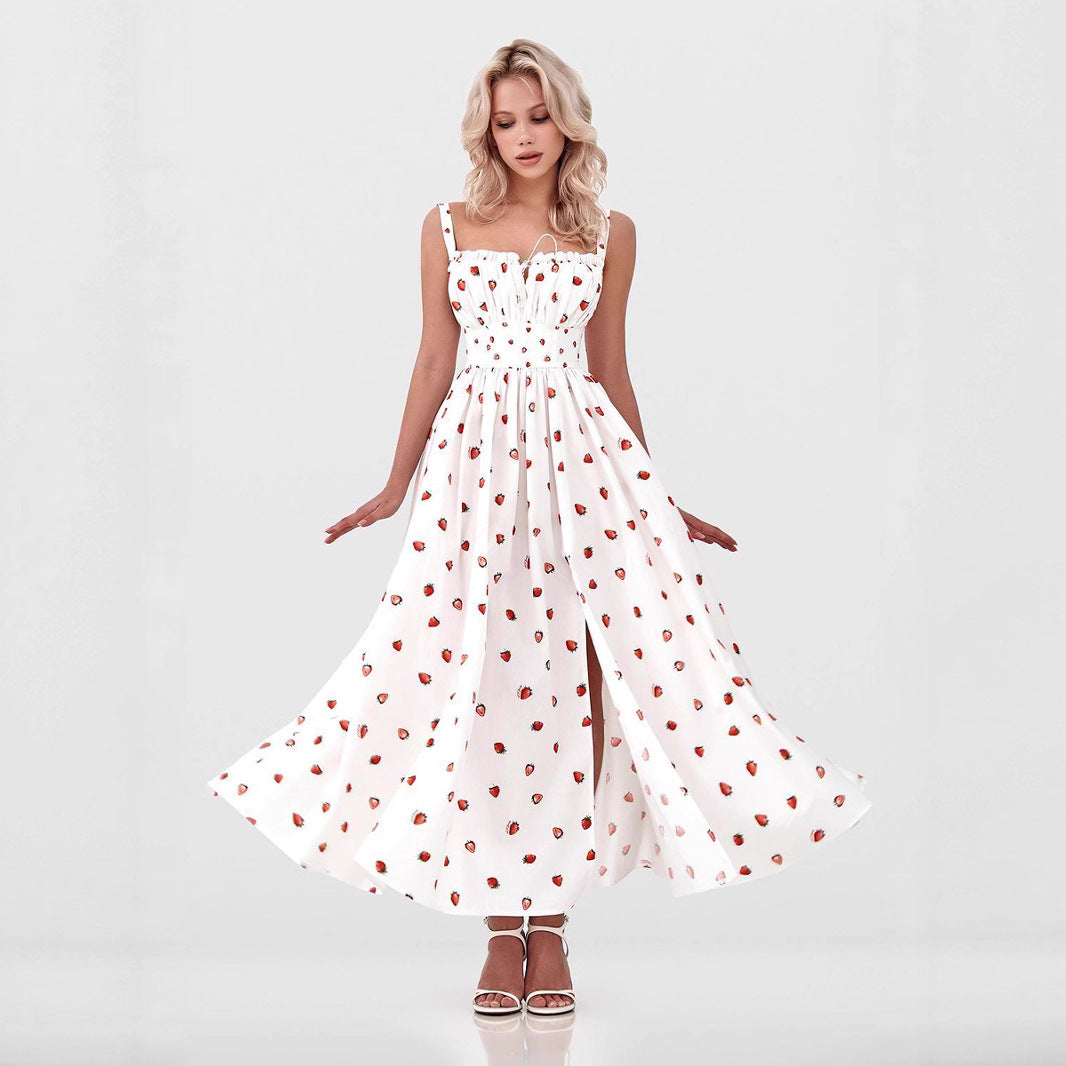Floral Slip Dress Summer Low Collar Dresses