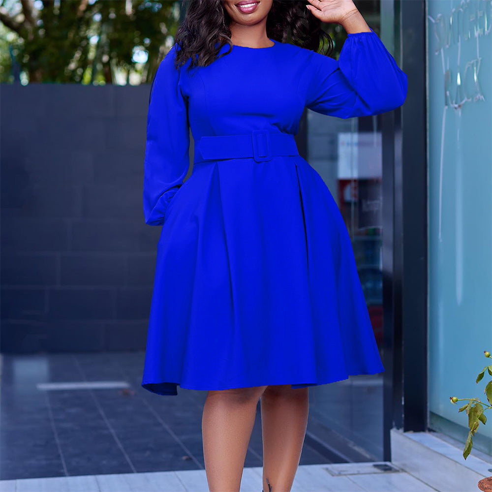 Women's Belt African Wear Long Sleeve Elegant Dress