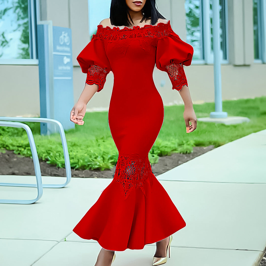 Cool Summer Lace Elegant Fishtail Dress Dresses