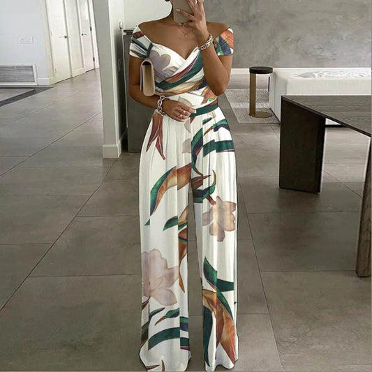 Women's Fashion Printed Temperament Commute Casual High Jumpsuits