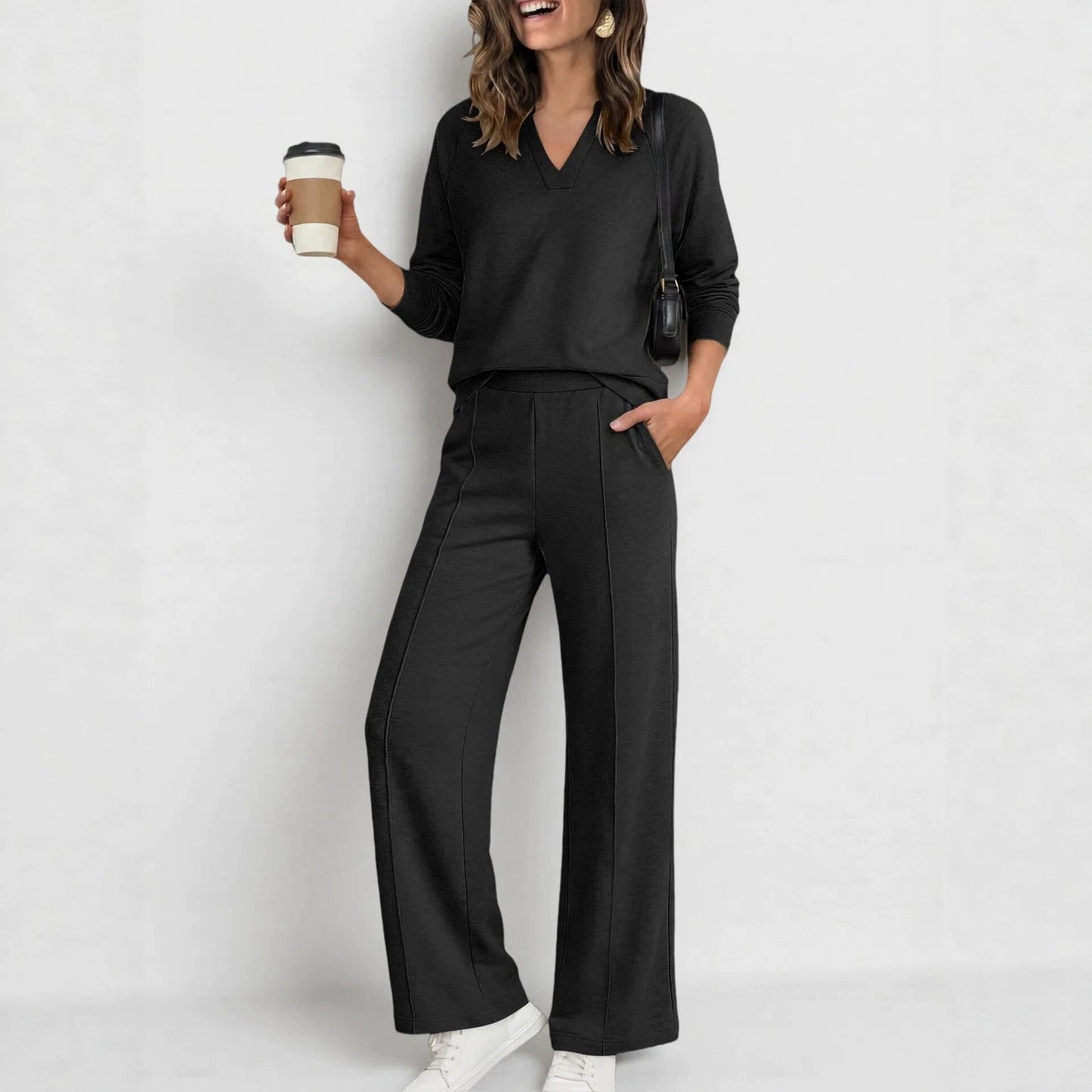 Women's Sportswear Solid Color Long-sleeved Trousers Fashion Casual Suit