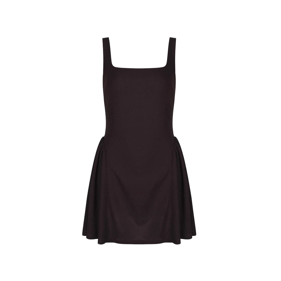 Women's Drawstring Slim Fit Backless French Dress Dresses