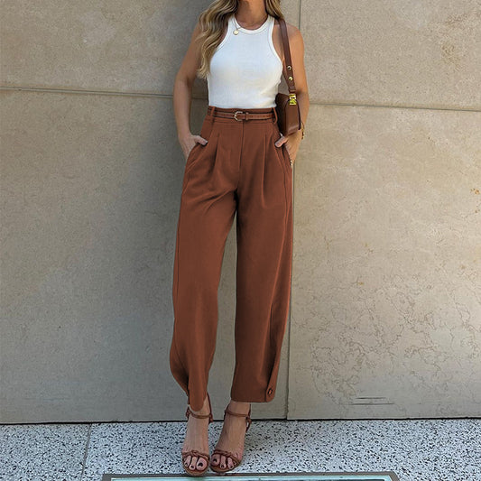 Women's Fashion Solid Color Loose High Waist Suits