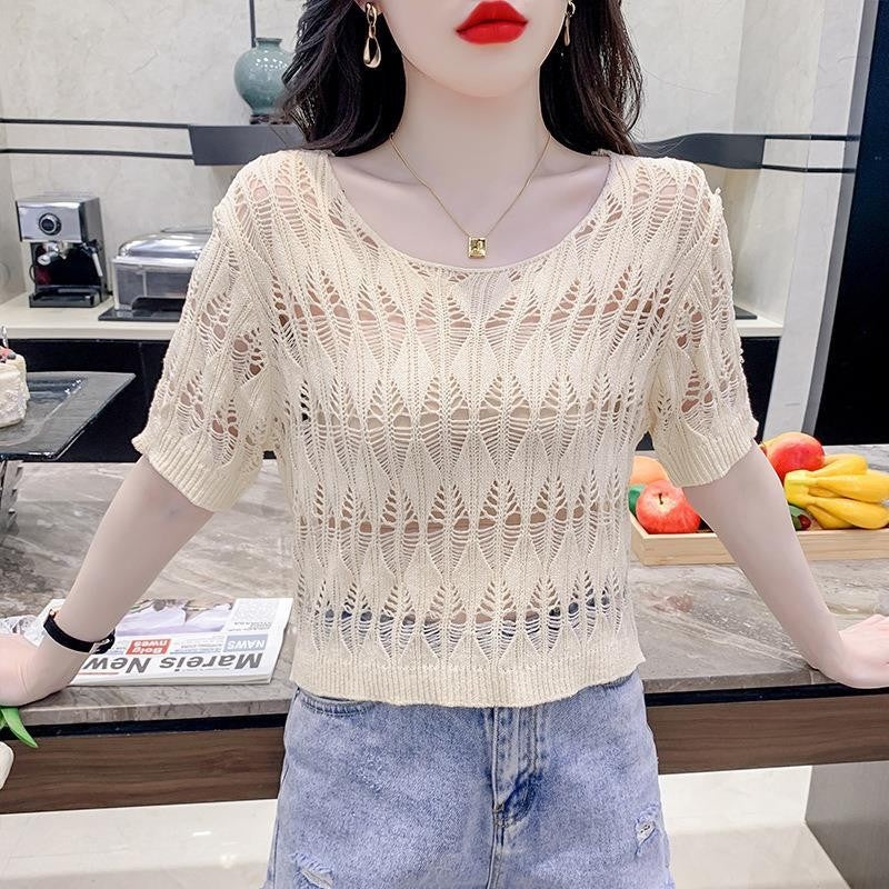 Women's Summer Thin Design Korean Style Ice Silk Elegant Sweaters