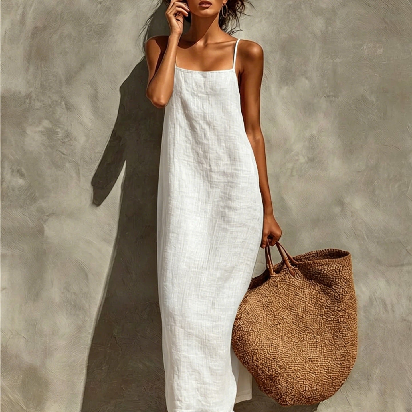 Women's Summer Solid Color Strap Fashion Comfort Casual Dress