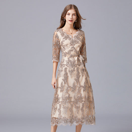 Interest Light Luxury Dress Fat Embroidered Dresses