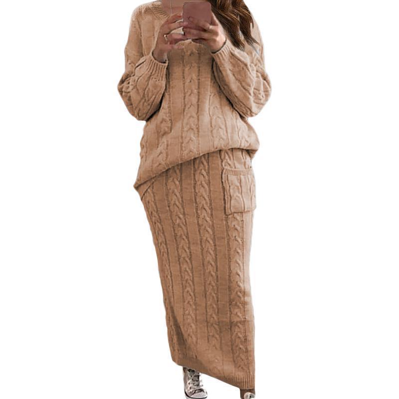 Women's Fashion Twist Stitch Set Dress Sweaters